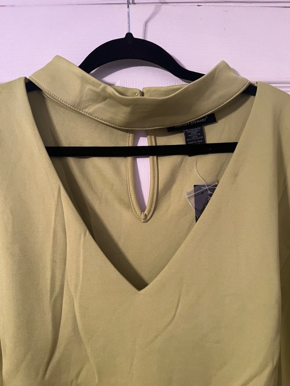 Ashley Stewart Lime Green Peplum Blouse with Mesh Sleeves - Picture 4 of 14